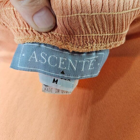 Ascente Peach Midi Skirt Wide Elastic Pleated Waist Rayon No Pockets Pull on‎ M - Picture 6 of 11